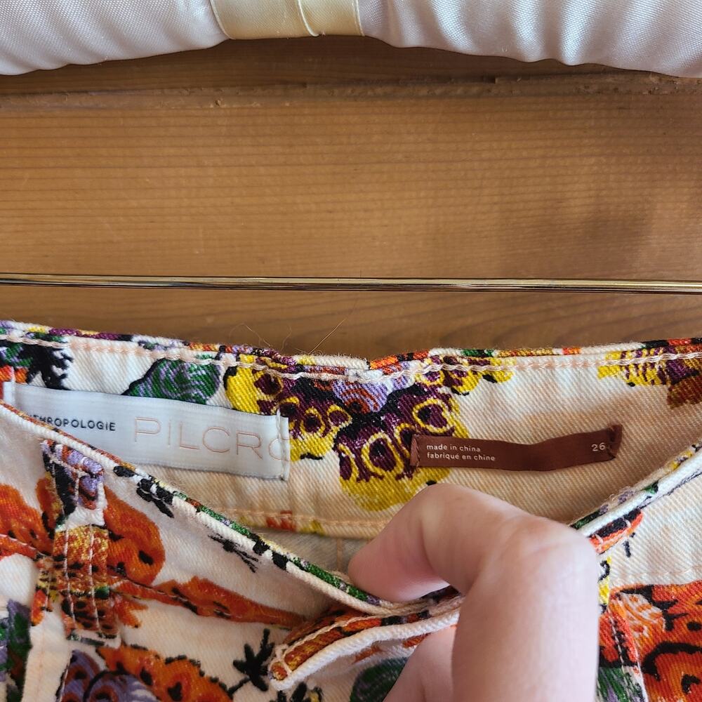 Anthropologie Cigarette Jean Floral Pilcro High Rise 26 Cottagecore Garden NWT - Picture 6 of 6